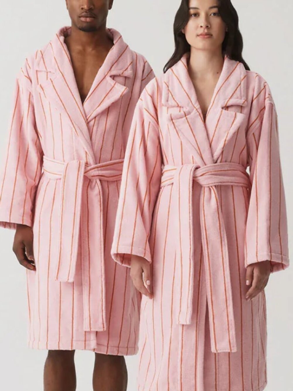 Hommey Pink & Orange Striped 100% Cotton Robe – L/XL